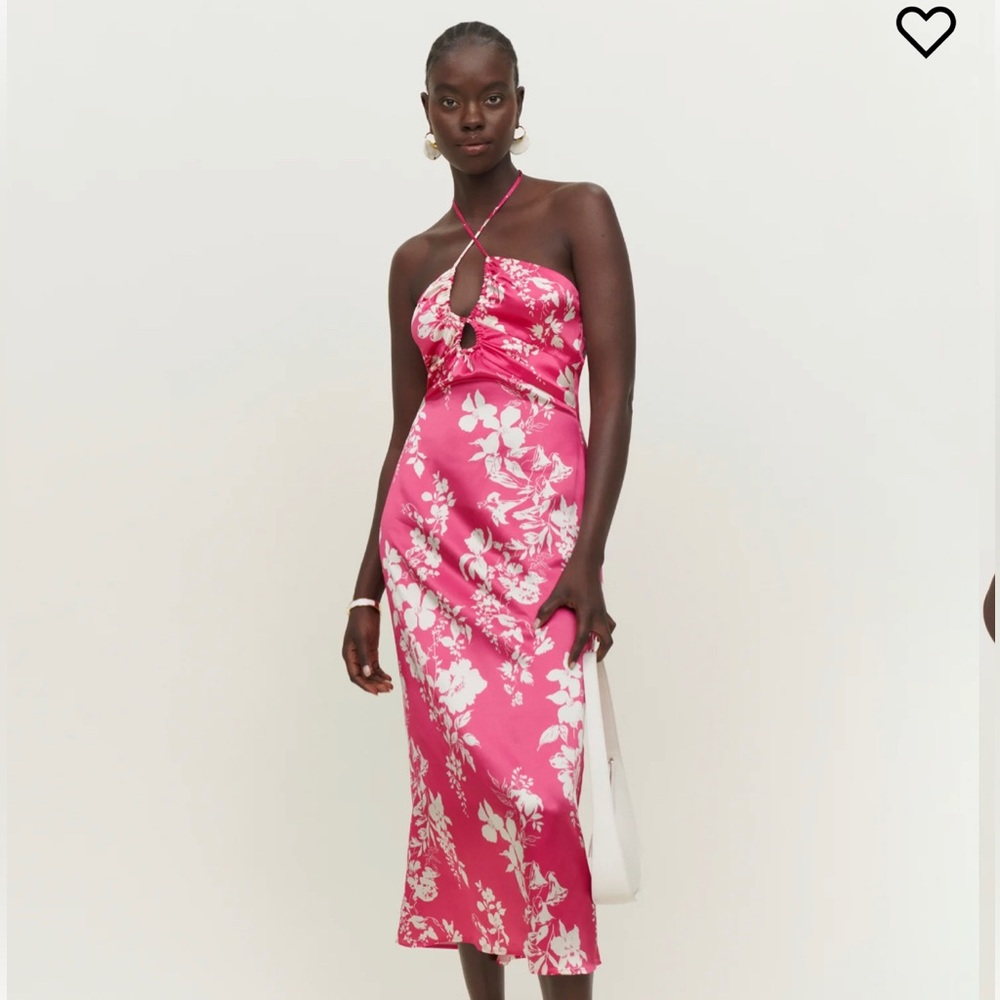 reformation pink antoni silk dress NWT
